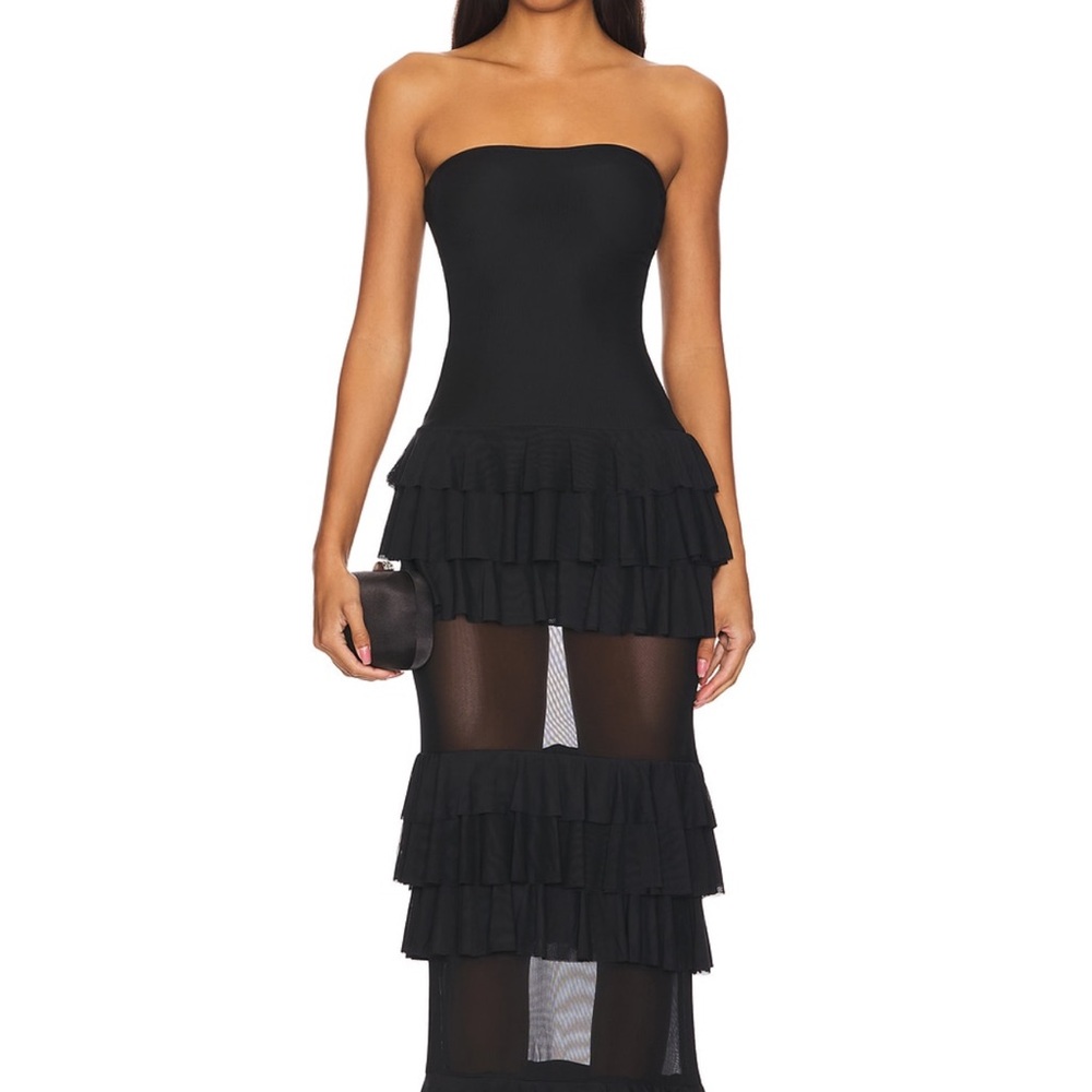 Superdown Black Strapless Bodycon Maxi Dress